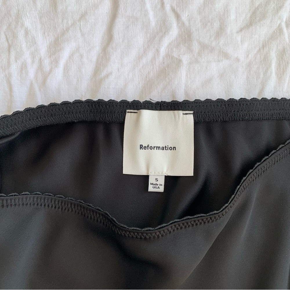 Reformation Black Satin Mini Skirt - Picture 7 of 11